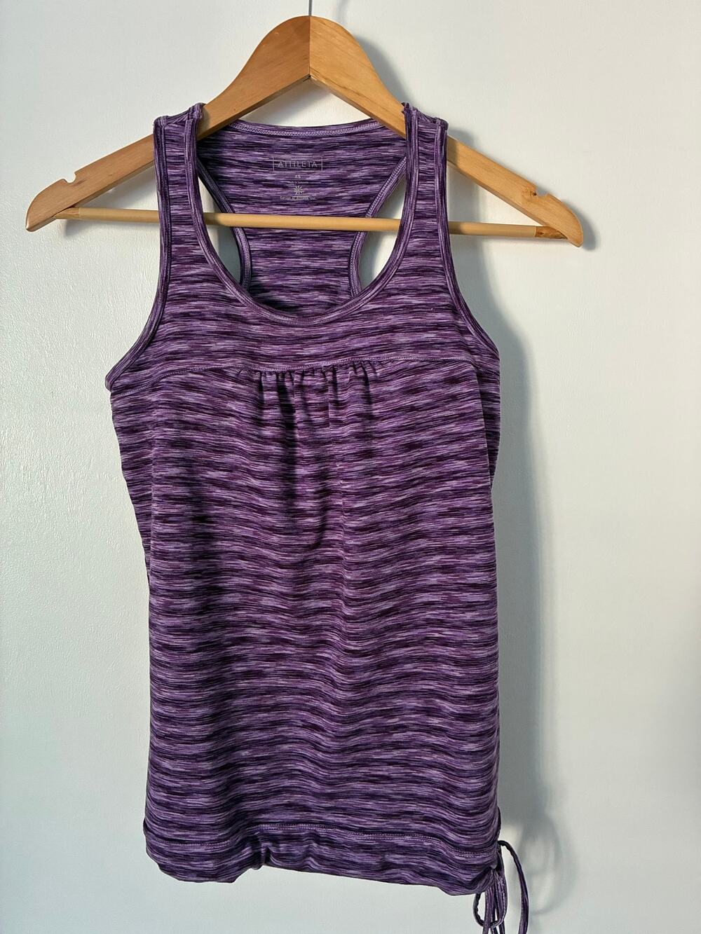 Athleta Purple Striped Athletic Racerback Top Workout Gym Shelf Bra Size XS